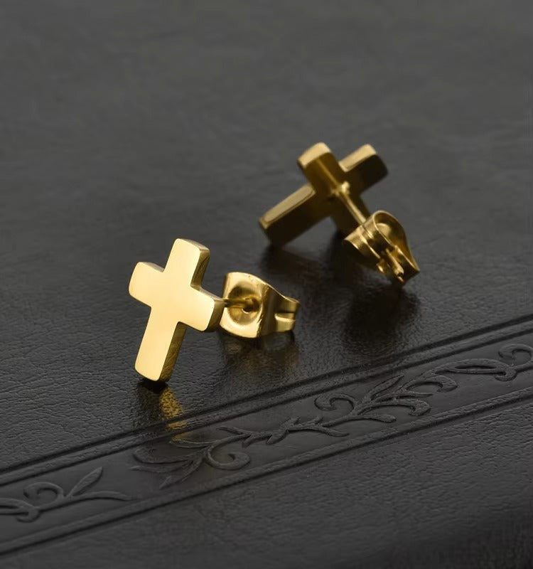 Allison Cross Faith Studs | Waterproof 18k Gold & Silver