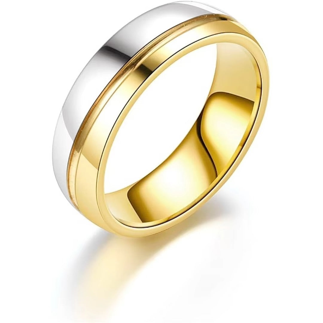 Lydia Two Tone Band Ring | Waterproof 18K Gold