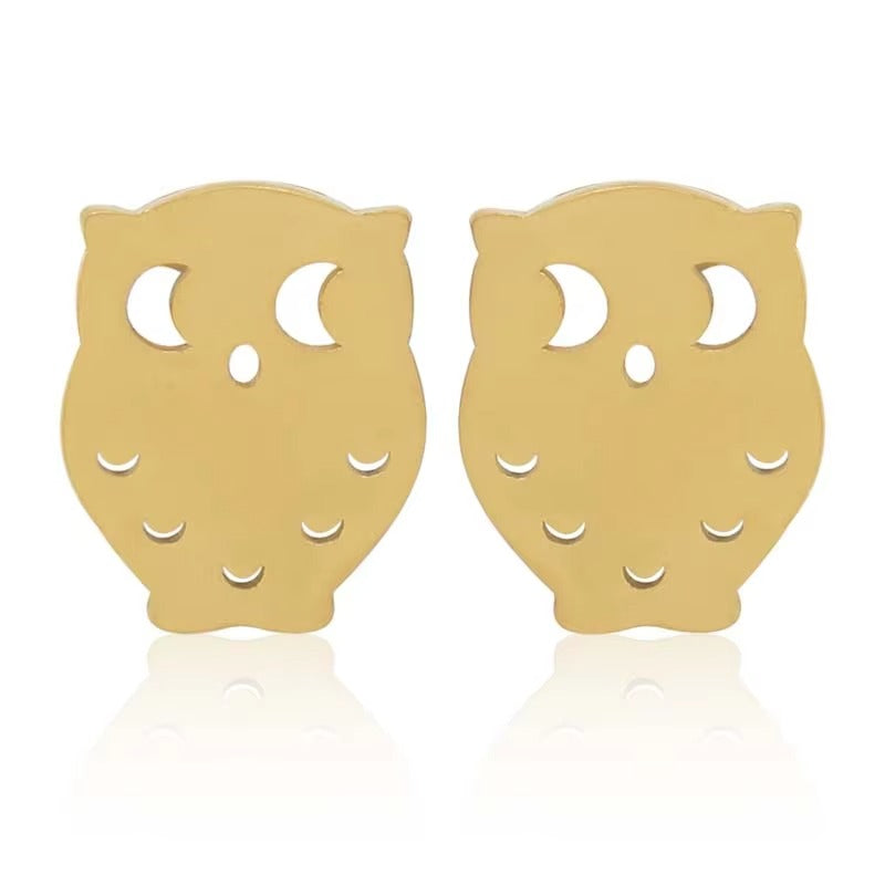 April Lucky Owl Studs | Waterproof 18k Gold & Silver