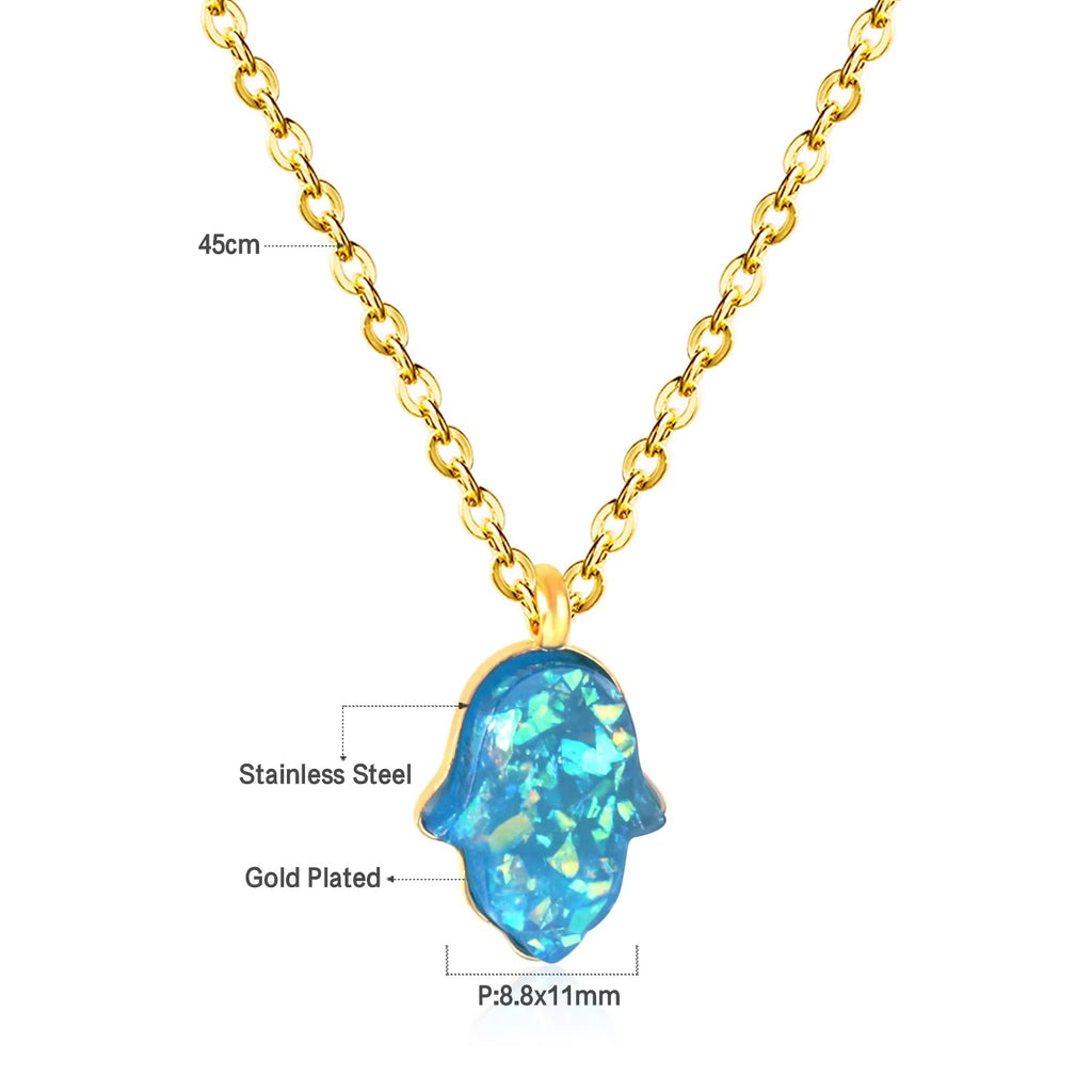 Faith Blue Hamsa Nazar Necklace | Waterproof 18k Gold