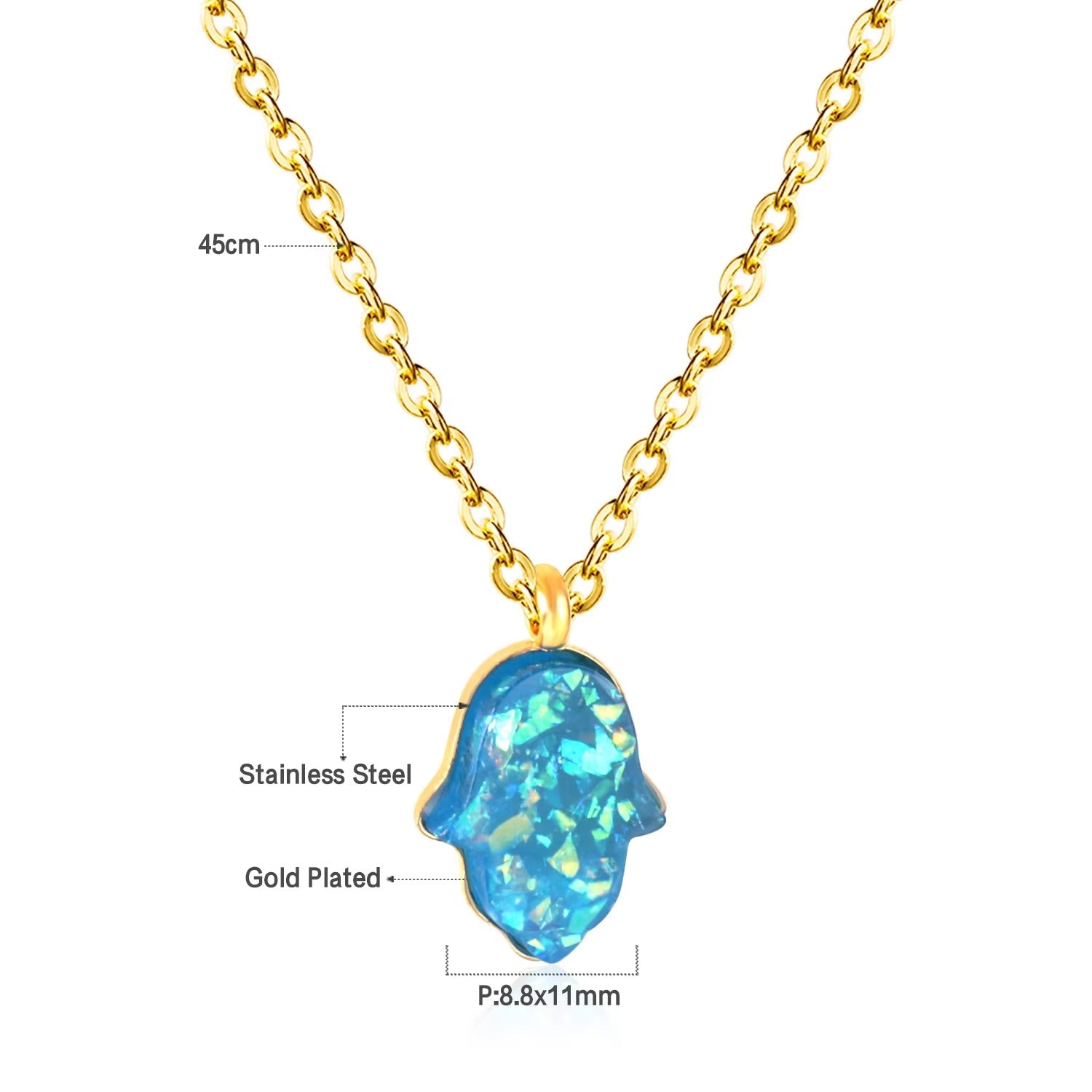 Faith Blue Hamsa Nazar Necklace | Waterproof 18k Gold