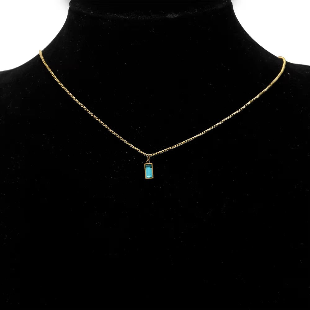 Aileen Waterproof Rectangular Gemstone Charms 4x8mm Gold