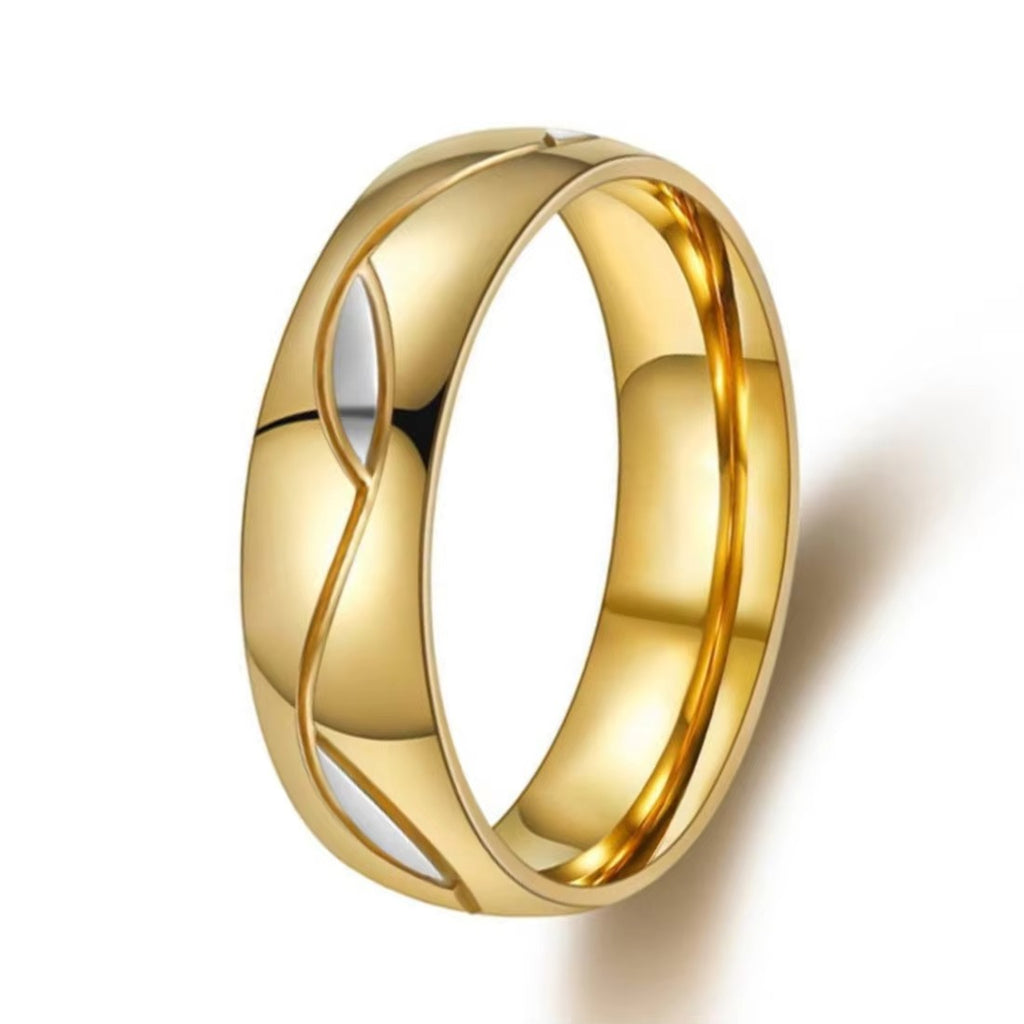 Luna Two Tone Band Ring | Waterproof 18K Gold