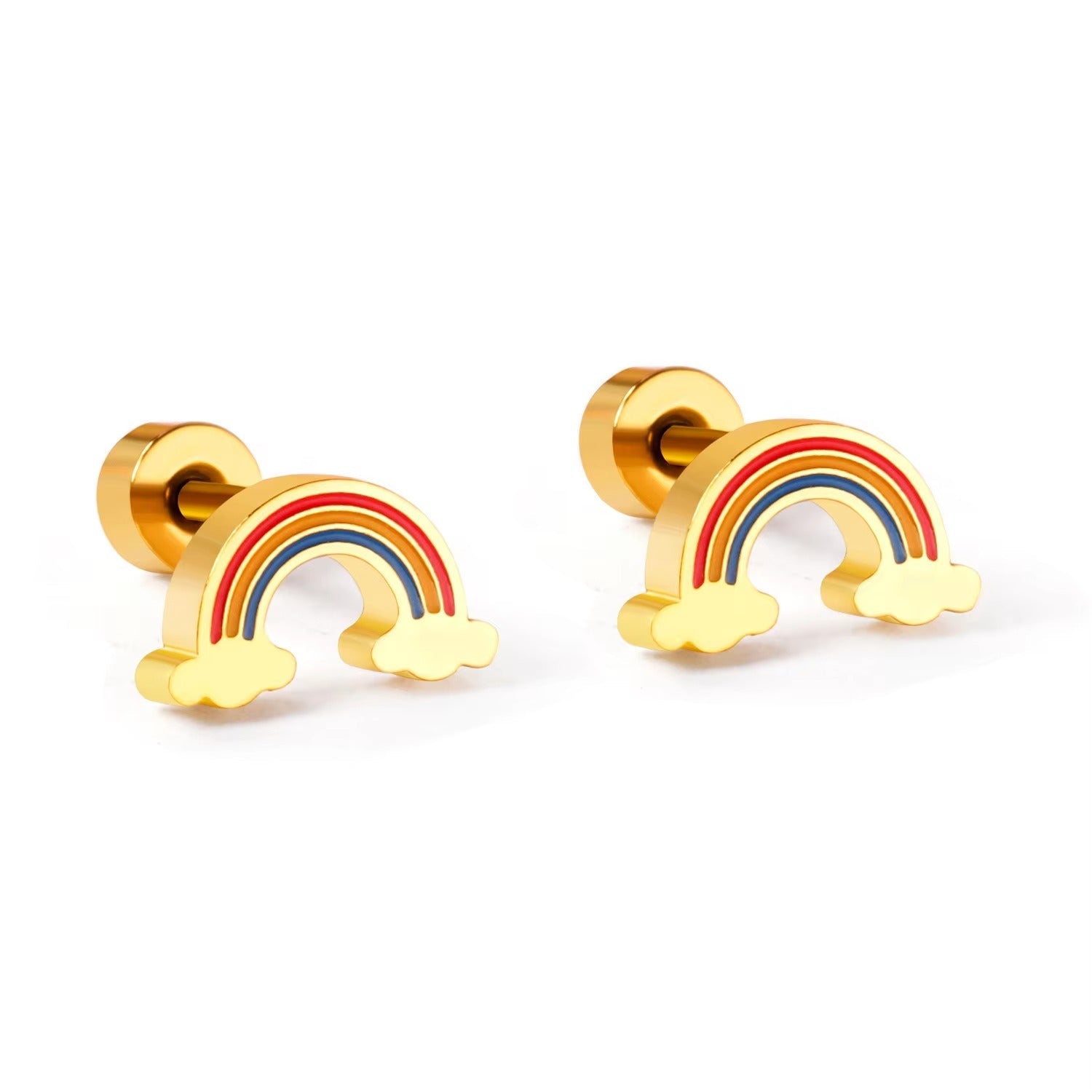 Hazel Rainbow Flat Back Studs - Gold & Silver