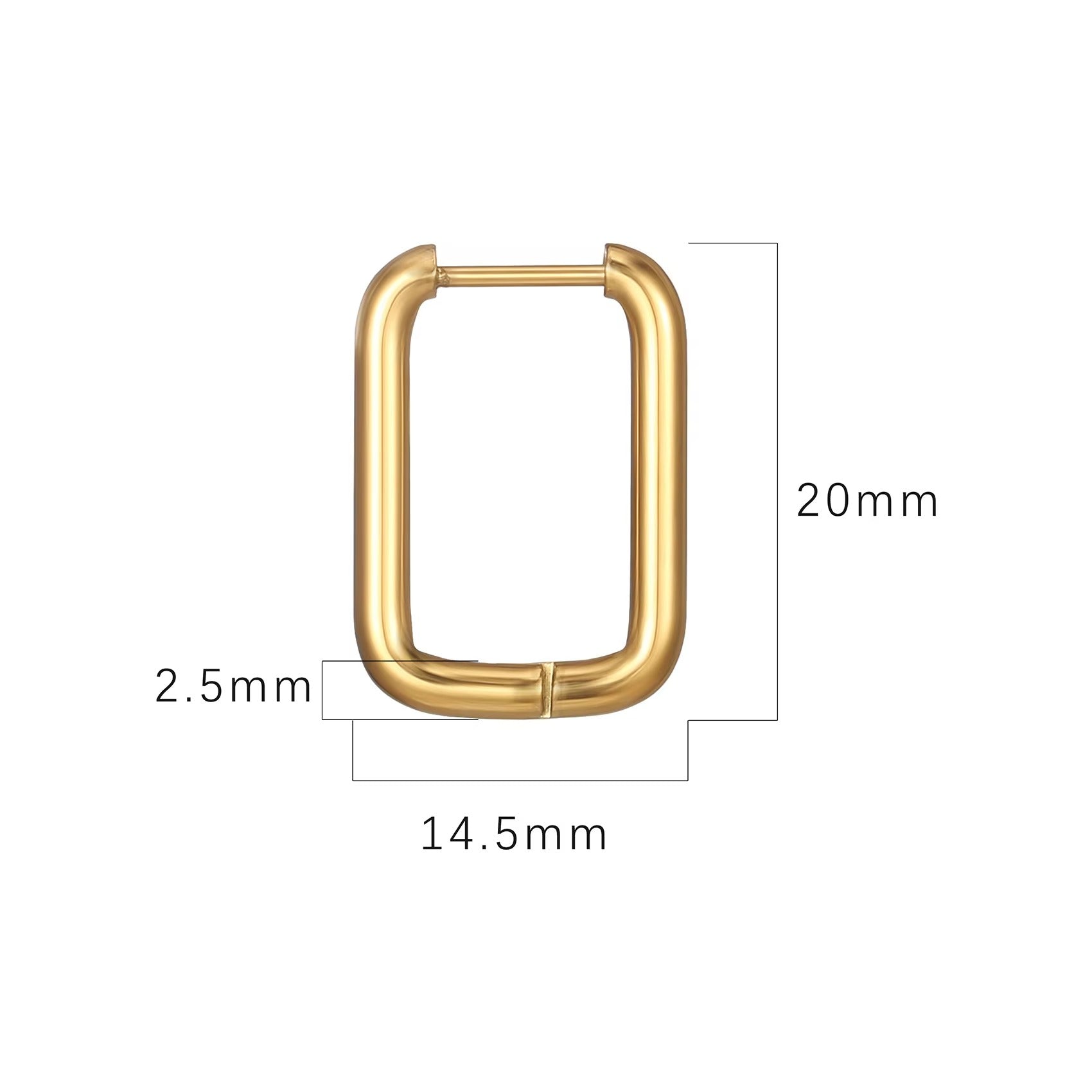 Marrisa Rectangular Hoops | Waterproof 18k Gold, Silver & Black