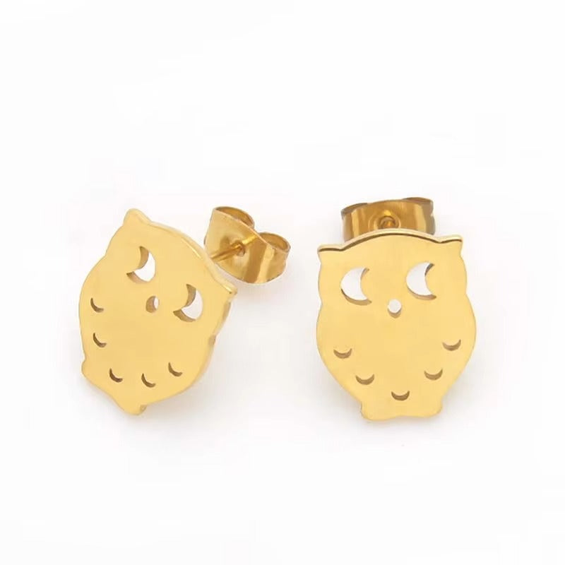 April Lucky Owl Studs | Waterproof 18k Gold & Silver