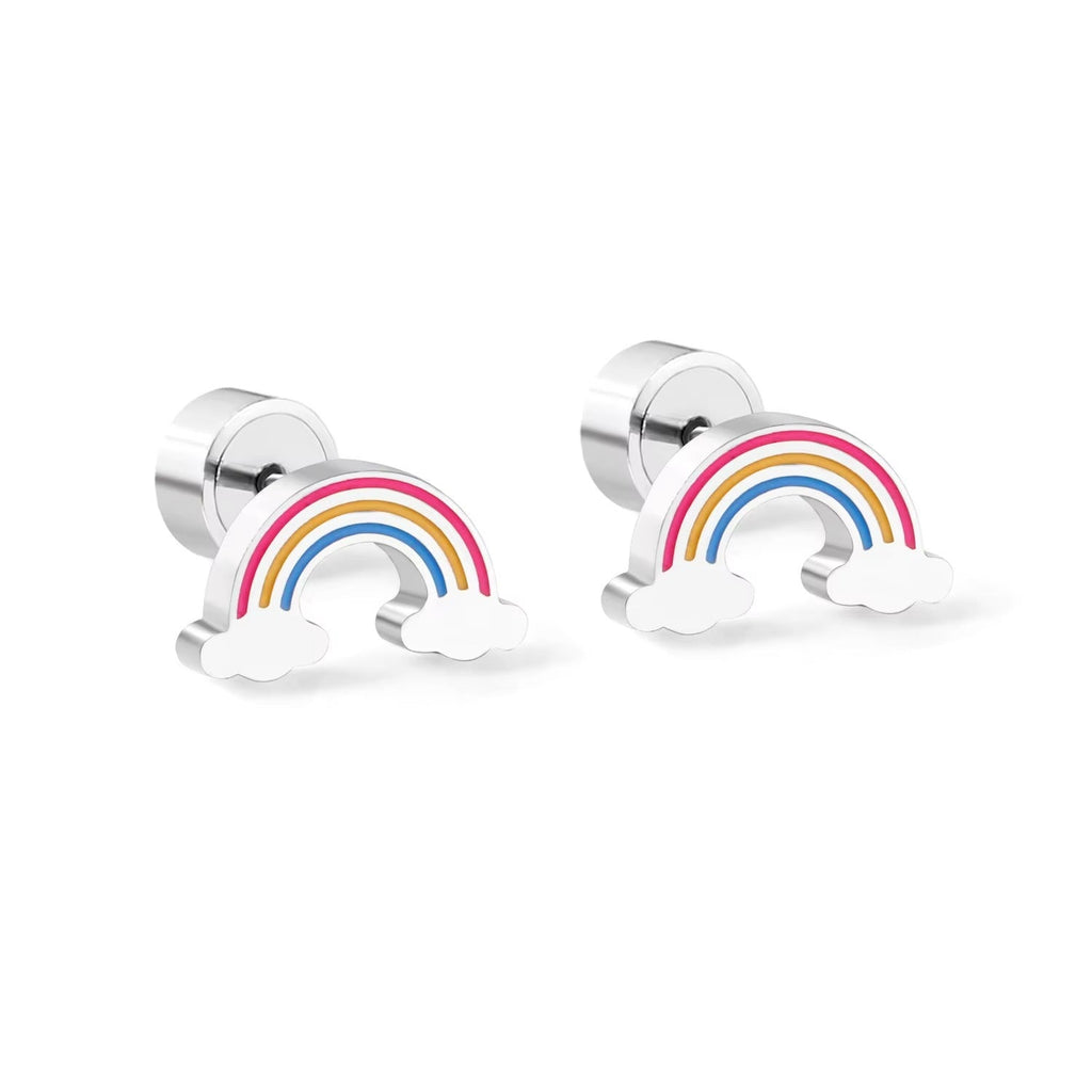 Hazel Rainbow Flat Back Studs | Waterproof 18K Gold & Silver