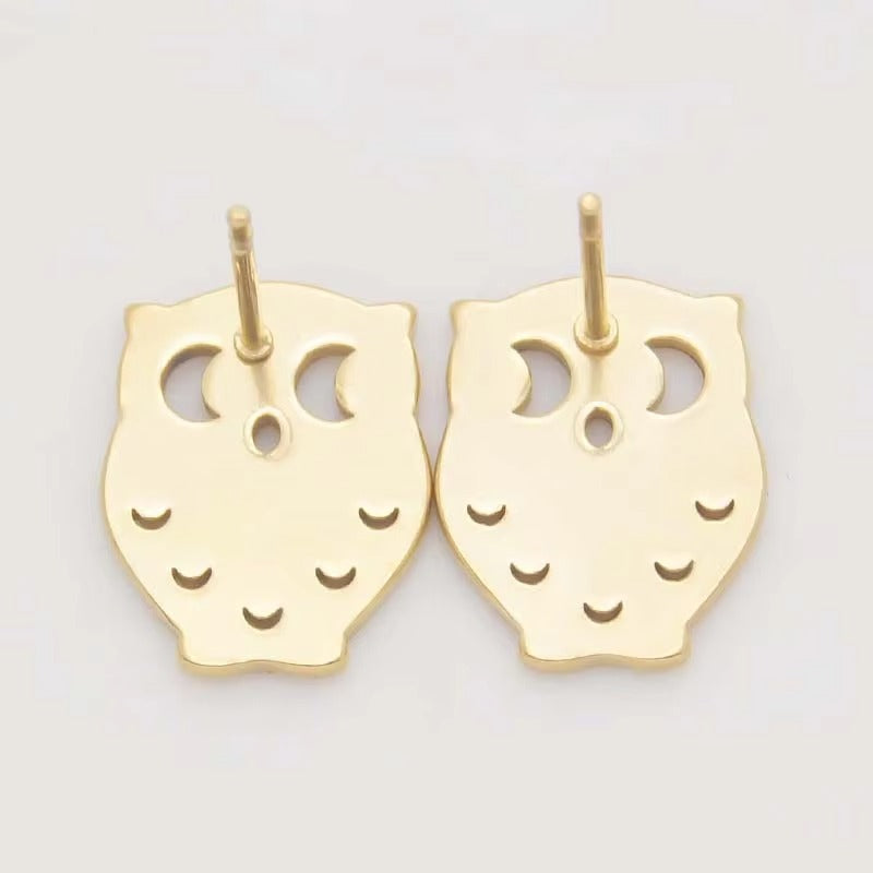 April Lucky Owl Studs | Waterproof 18k Gold & Silver
