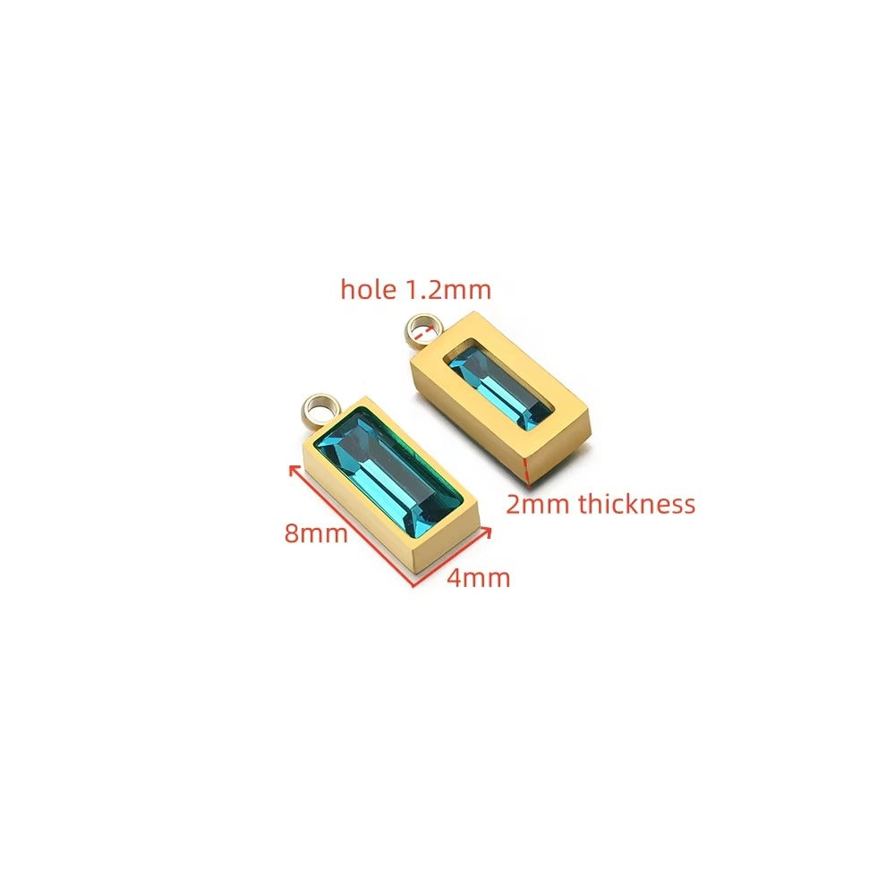 Aileen Waterproof Rectangular Gemstone Charms 4x8mm Gold