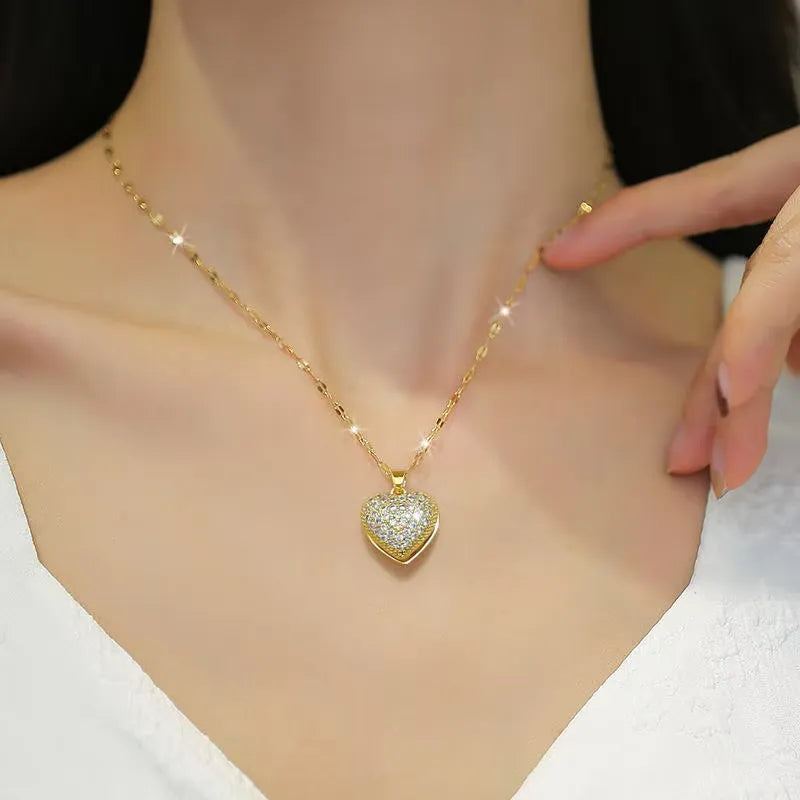 Clara Open Heart Pearl Necklace | Waterproof 18k Gold