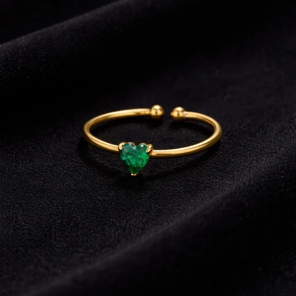 Bria Crystal Heart Open Ring – 5 Colors | Waterproof 18k Gold