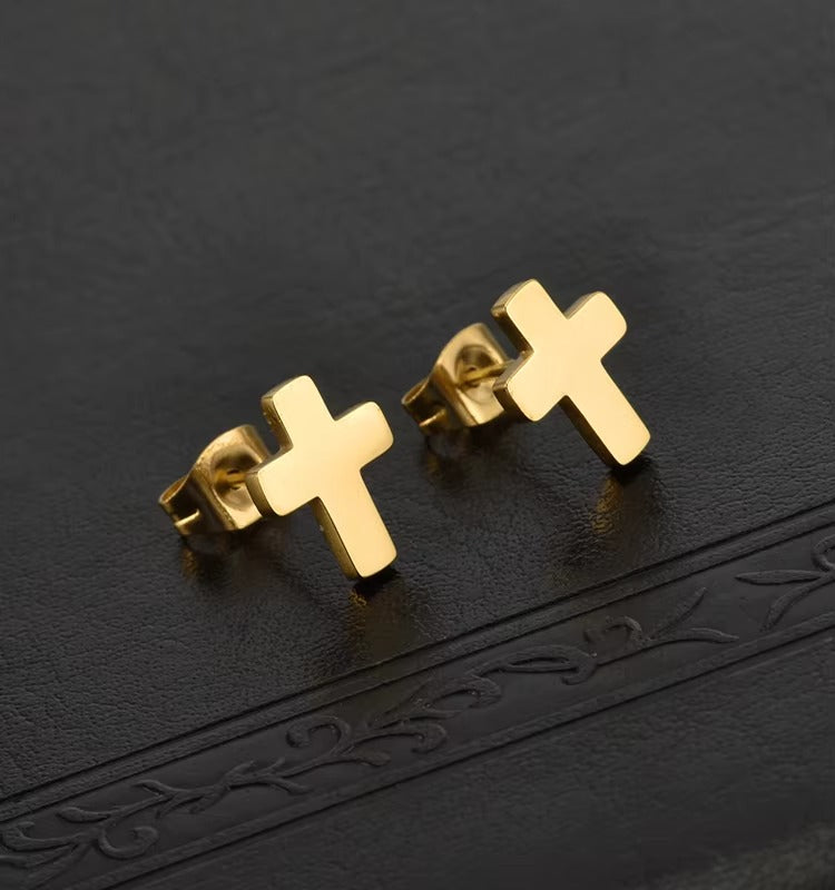 Allison Cross Faith Studs | Waterproof 18k Gold & Silver