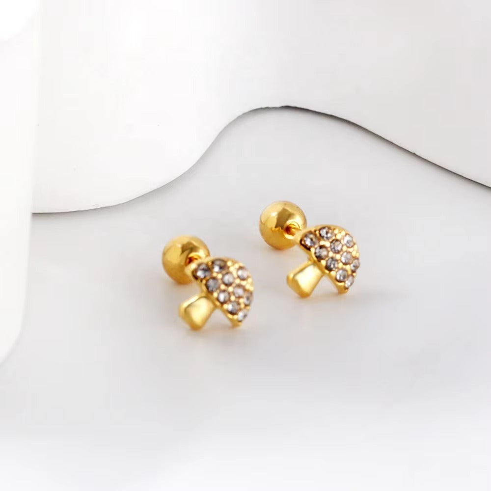 Starlume Crystal Mushrooms Flat Back Studs - Gold & Silver