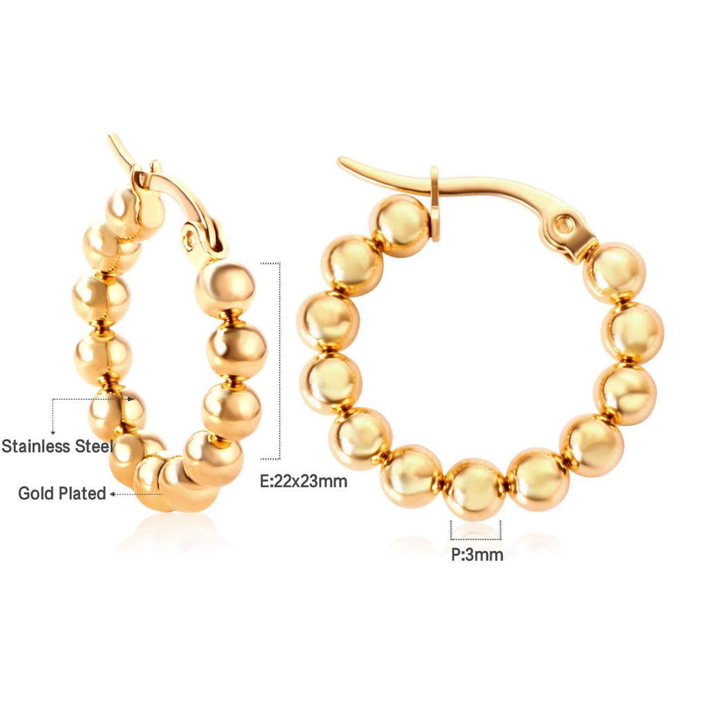 Chloe Beaded Hoops | Waterproof 18k Gold & Silver