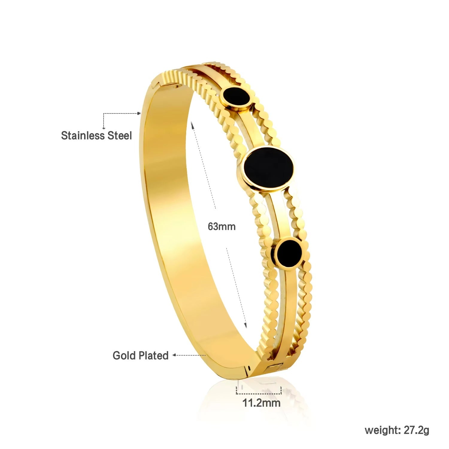 Eimear Black Onyx Hinged Bangle Bracelet