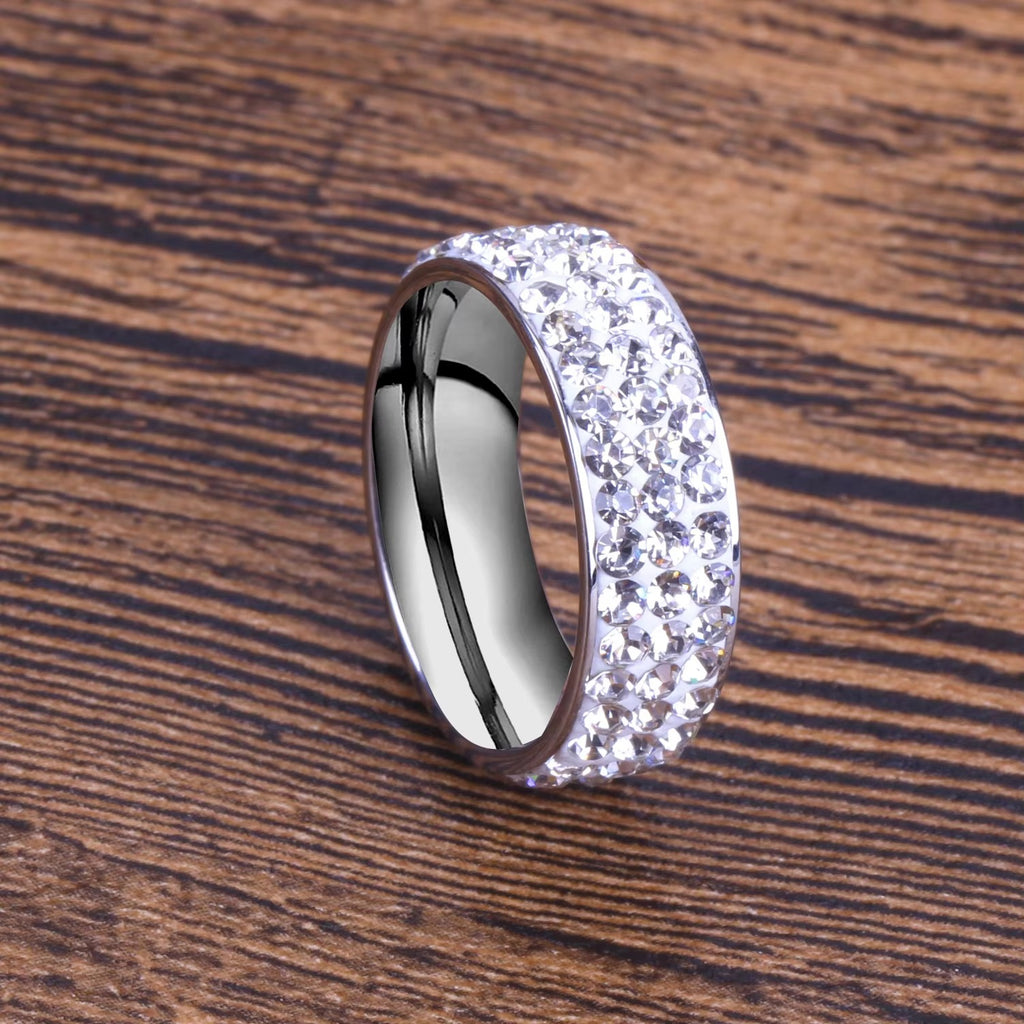 Lillian Jewelled Band Ring | Waterproof Silver