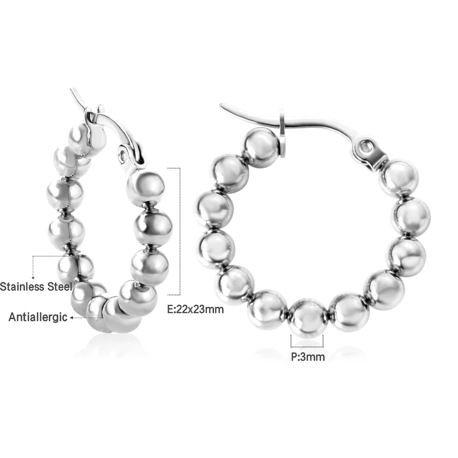 Chloe Beaded Hoops | Waterproof 18k Gold & Silver