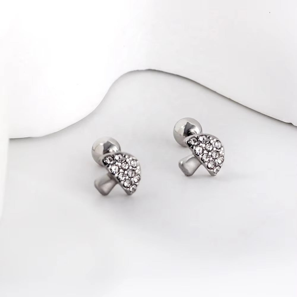 Starlume Crystal Mushrooms Flat Back Studs - Gold & Silver