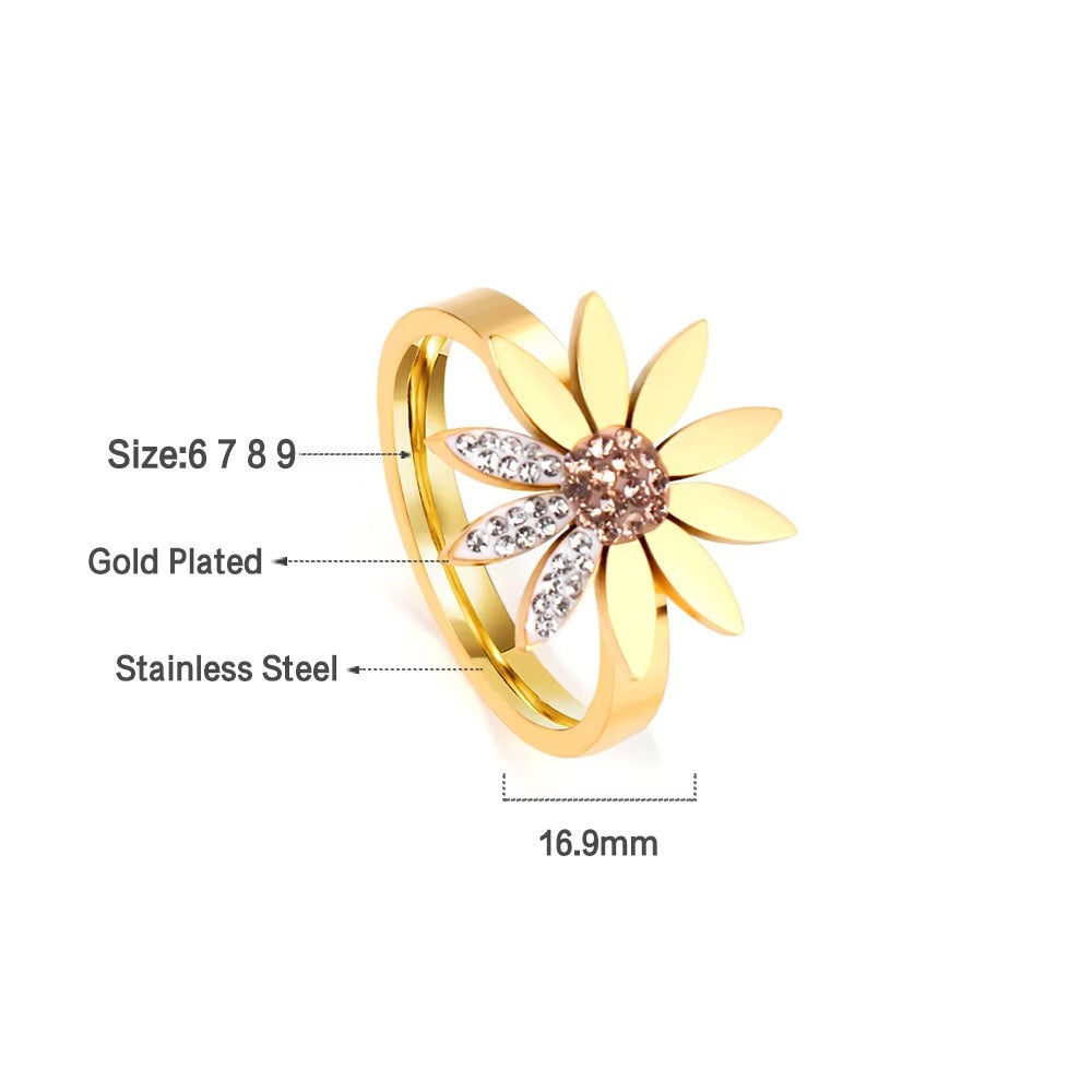 Lexi Jewelled Daisy Ring | Waterproof 18K Gold