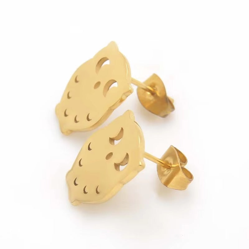 April Lucky Owl Studs | Waterproof 18k Gold & Silver