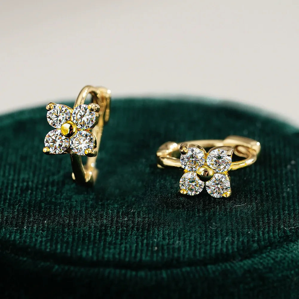 Alora 4 Leaf Clver Hoop  Earrings | Waterproof 18k Gold
