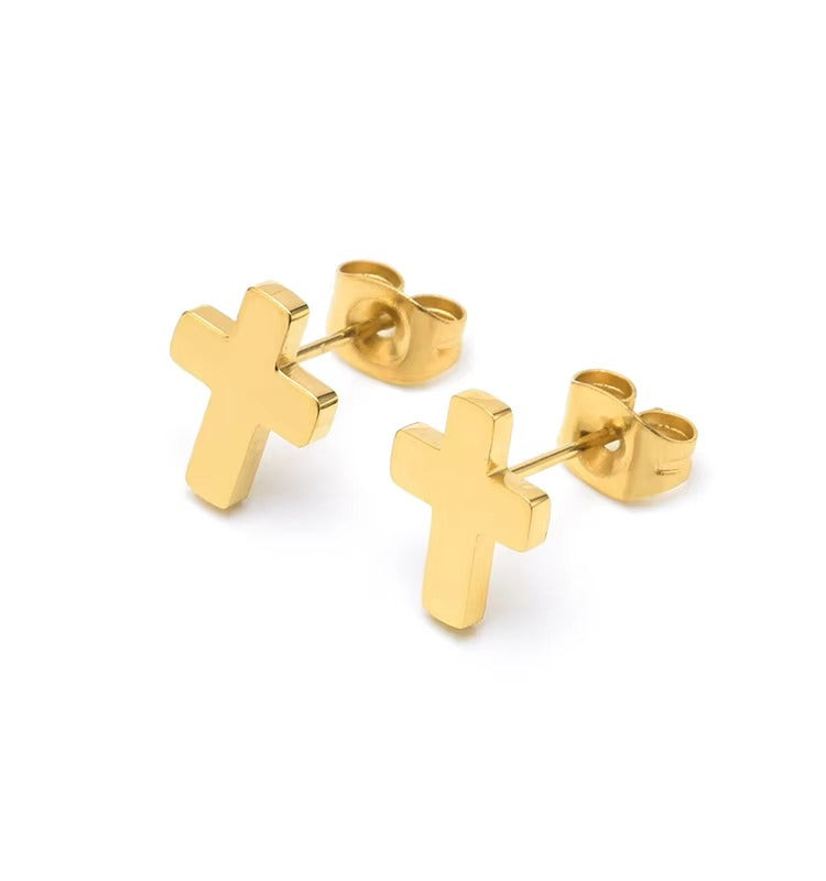 Allison Cross Faith Studs | Waterproof 18k Gold & Silver