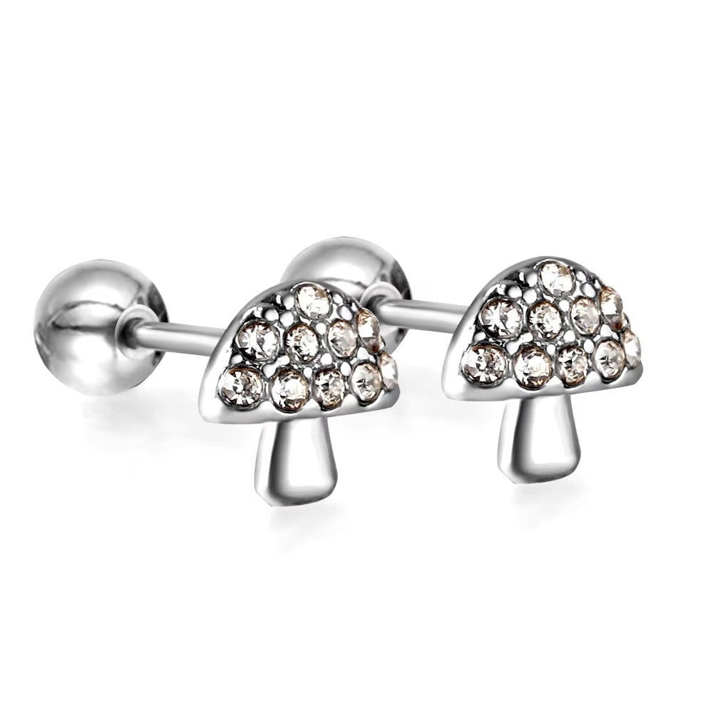 Starlume Crystal Mushrooms Flat Back Studs - Gold & Silver