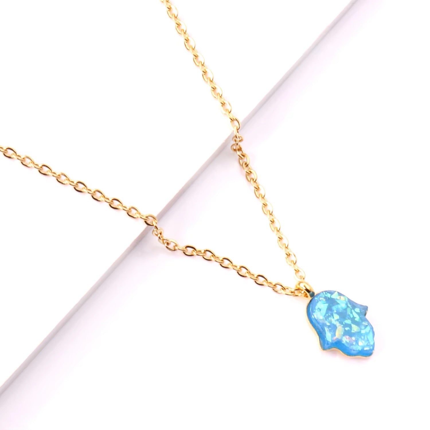 Faith Blue Hamsa Nazar Necklace | Waterproof 18k Gold