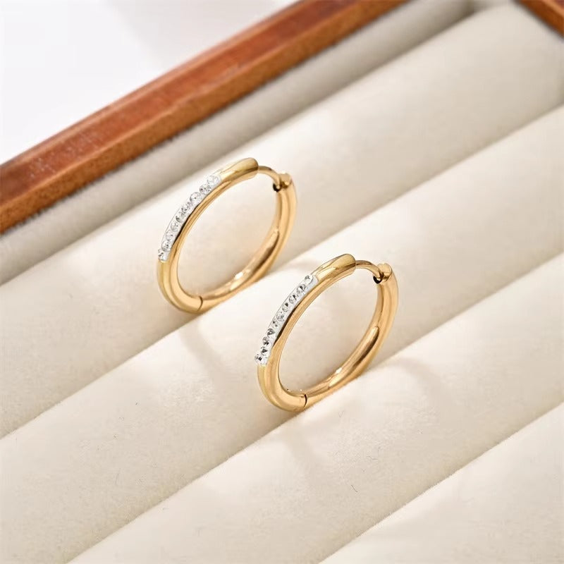 Aoife Micro Pave CZ Gold Huggie Hoops