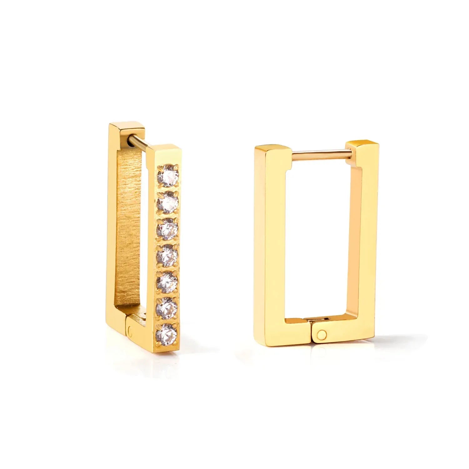 Callie Geometric Jewel Hoops | Waterproof Steel Silver