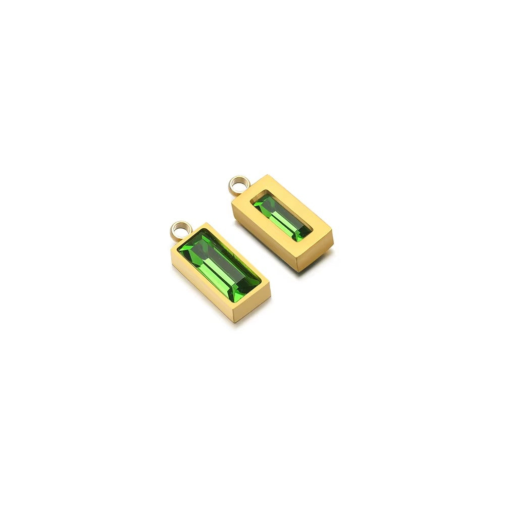 Aileen Waterproof Rectangular Gemstone Charms 4x8mm Gold