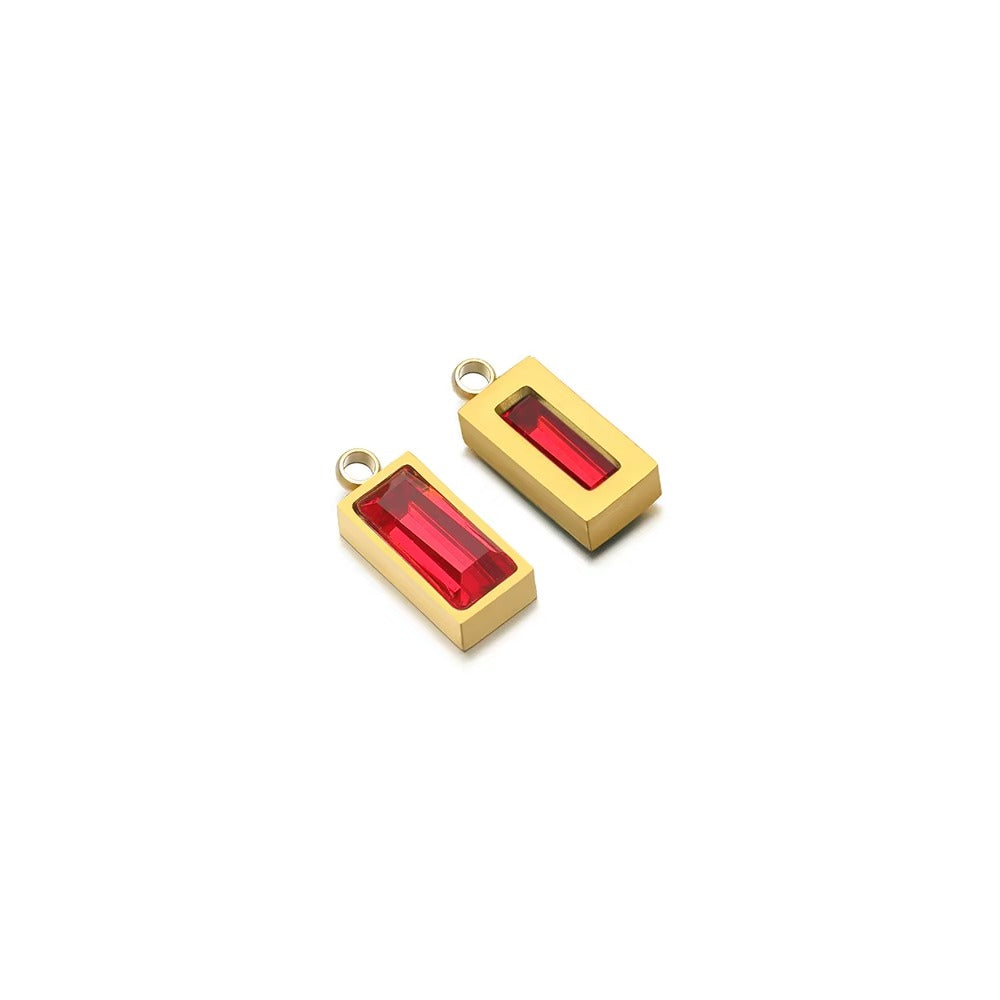 Aileen Waterproof Rectangular Gemstone Charms 4x8mm Gold