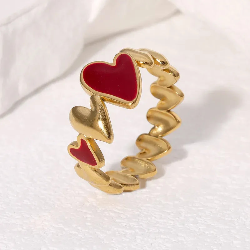 Aurelia Red Heart Open Ring | Waterproof 18k Gold