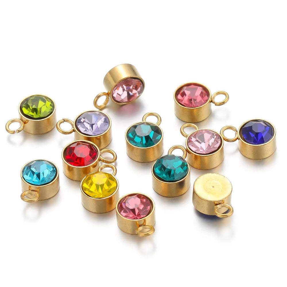 Cloda Waterproof  Round Gemstone Charms 6mm Gold