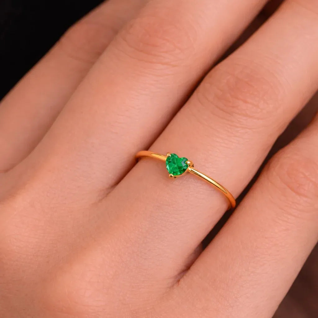 Bria Crystal Heart Open Ring – 5 Colors | Waterproof 18k Gold