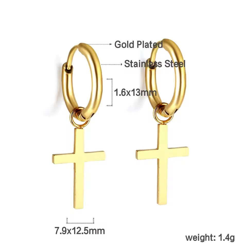 Sienna Cross Hoops | Waterproof 18k Gold & Silver