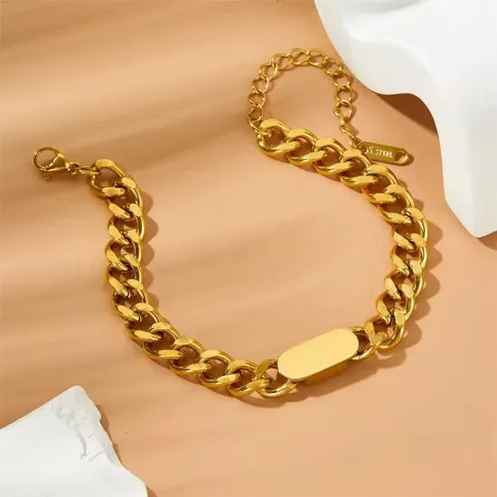 Elarose Linking Chain Bar Bracelet | Waterproof 18k Gold