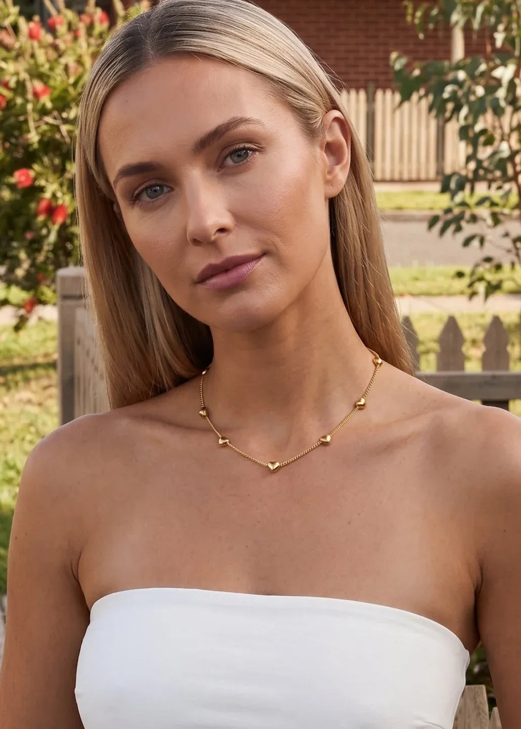 Chloris Heart Station Necklace | Waterproof 18k Gold