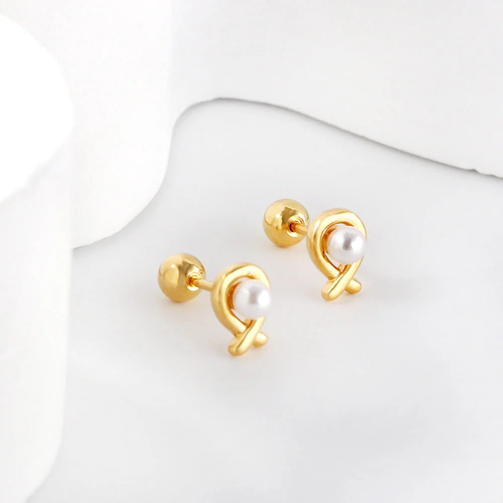 Cosma Pearl Fish Eye Flat Back Studs - Gold & Silver
