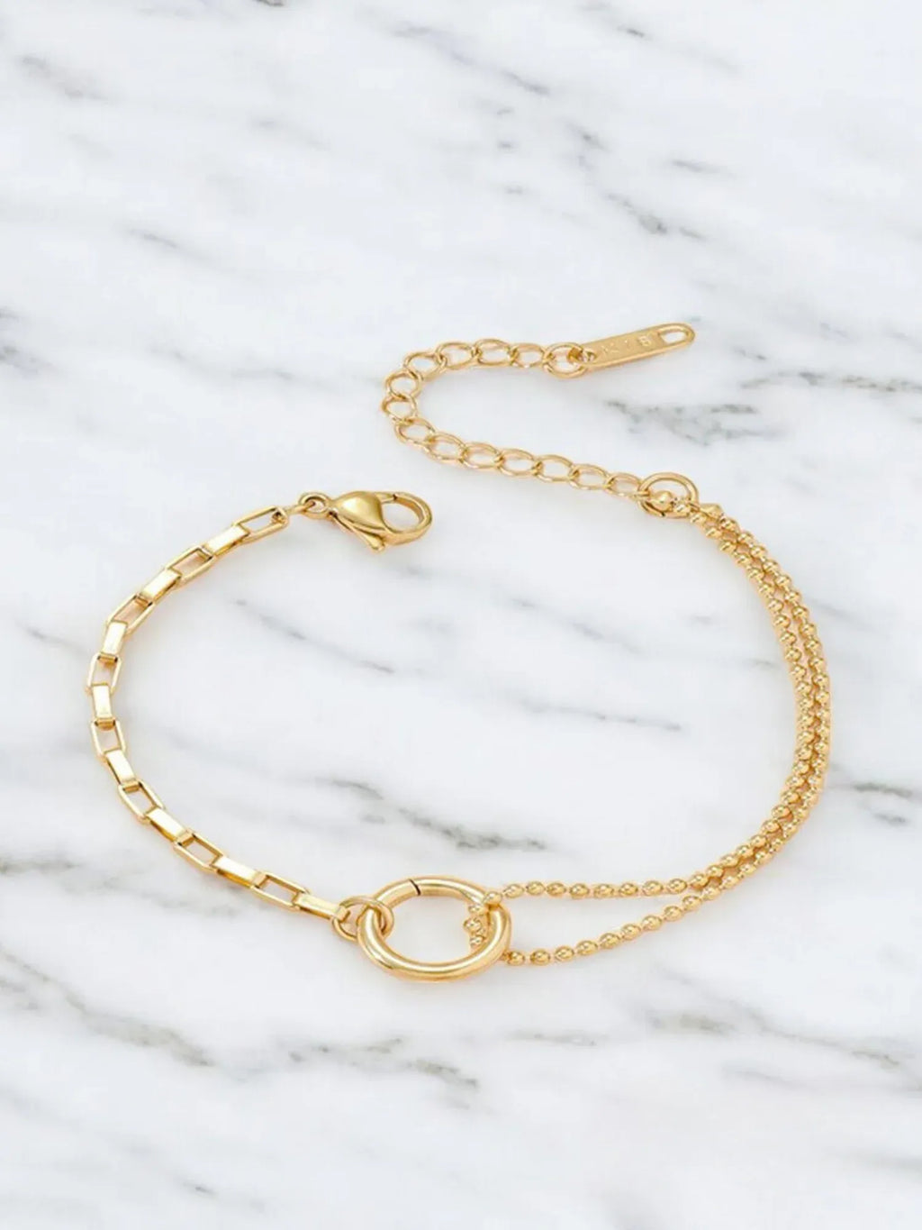 Briana Double Chain Circle Bracelet | Waterproof 18k Gold