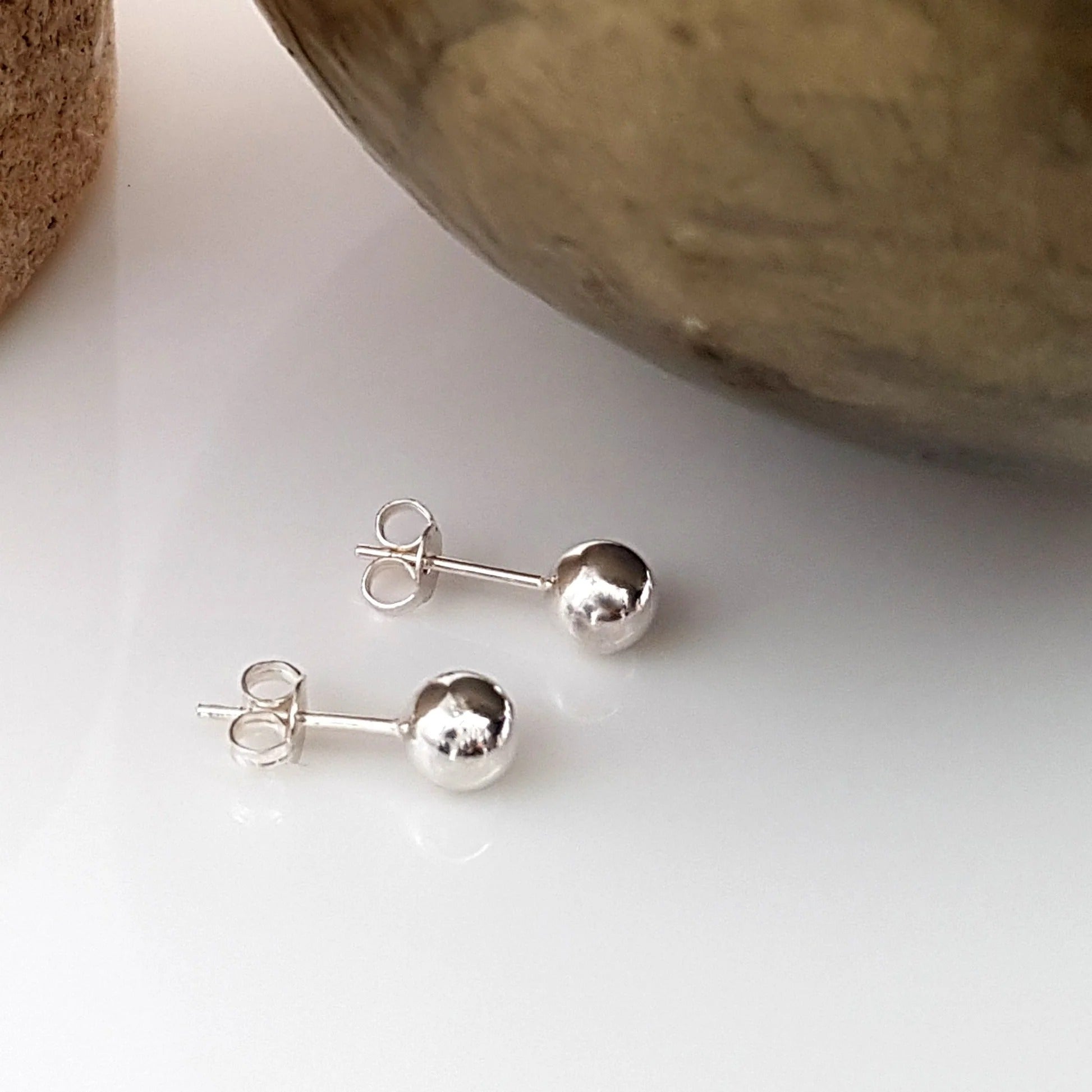 Athena Round Button Studs | Waterproof 18k Gold, Silver & Black