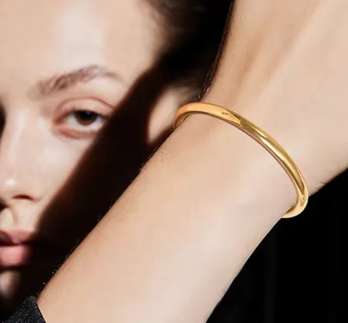 Sema Slim Plain Hinged Bangle Bracelet | Waterproof 18k Gold & Silver