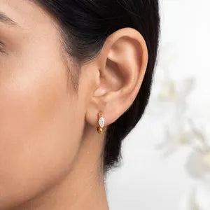 Alina Marquise CZ Huggie Earrings | Waterproof 18k Gold