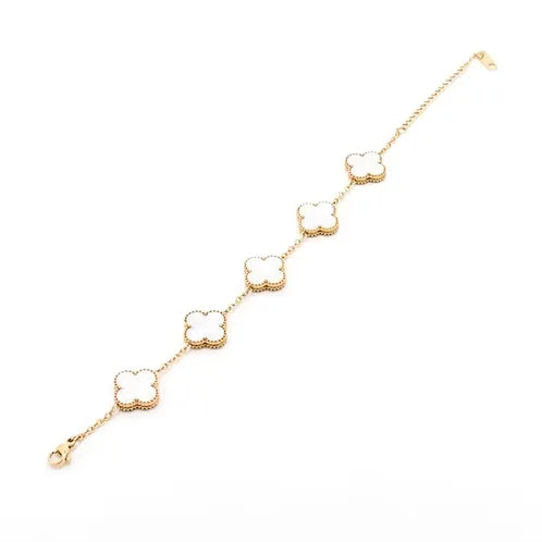 Alora Four-Leaf White Clover Bracelet | Waterproof 18k Gold