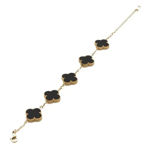 Alora Four-Leaf Black Clover Bracelet | Waterproof 18k Gold