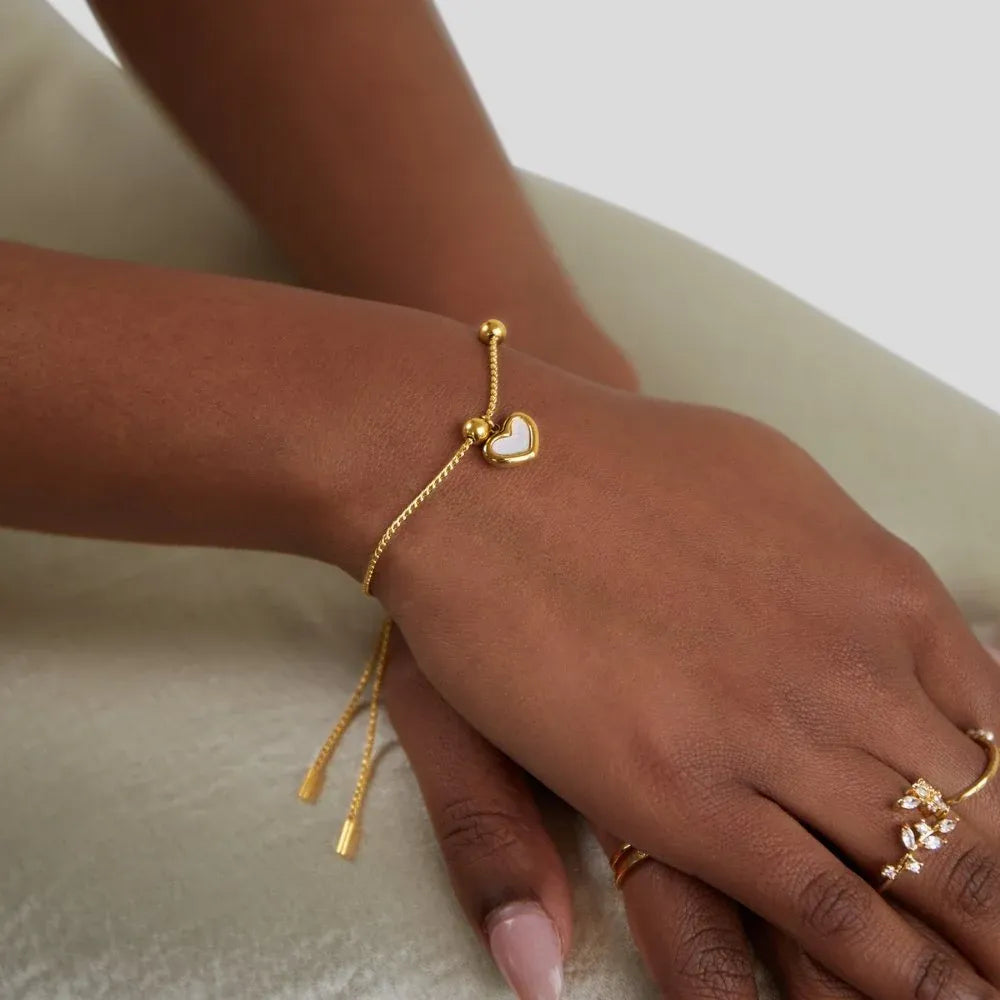 Beatrice Pearl Heart Bracelet | Waterproof 18k Gold