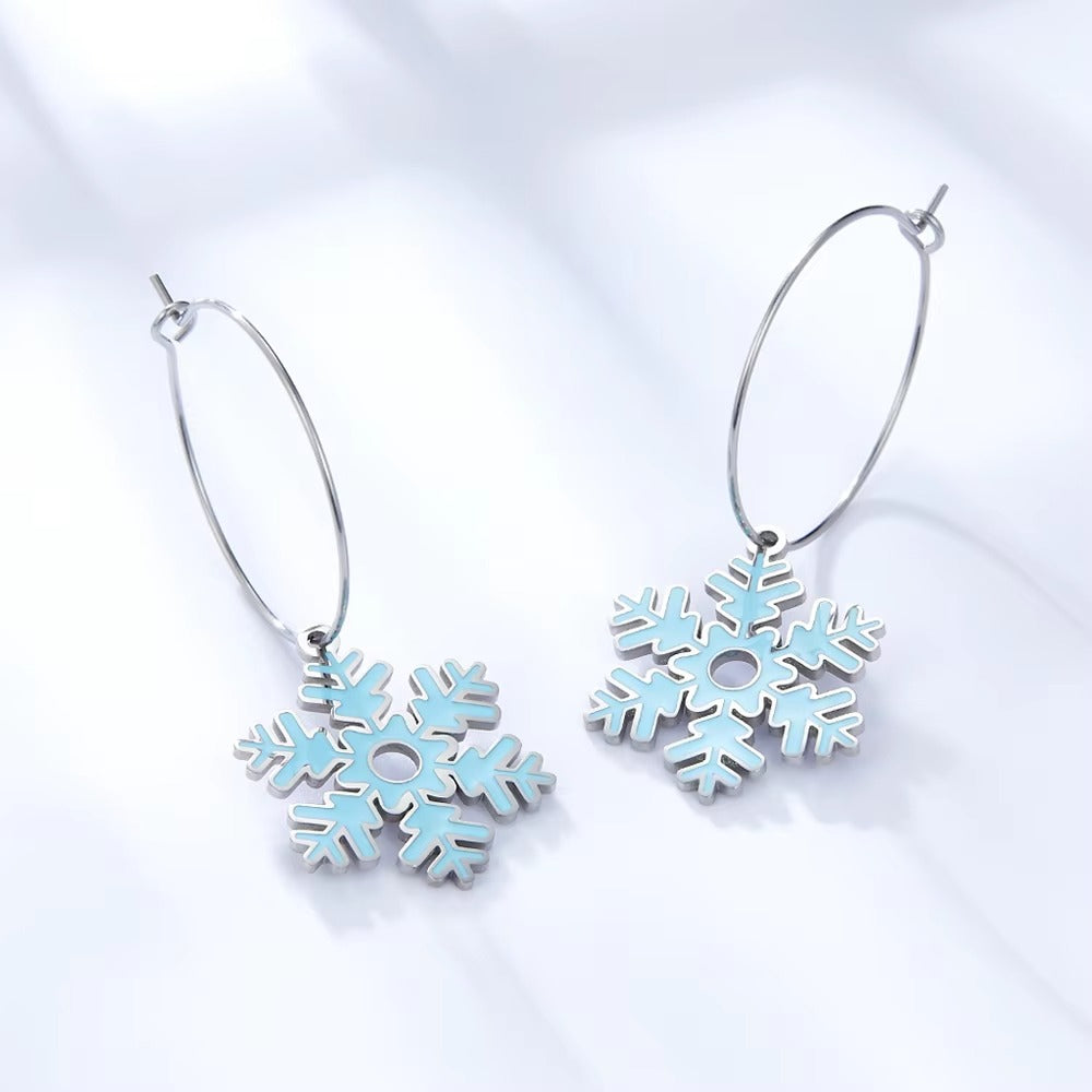 Brooke Snowflake Hoops | Waterproof Silver