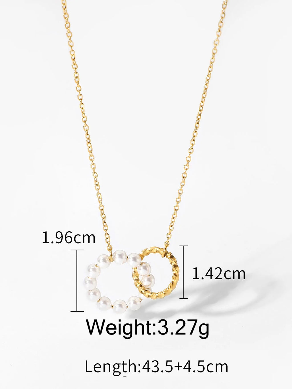Barth Twin Ring Pearl Necklace | Waterproof 18k Gold