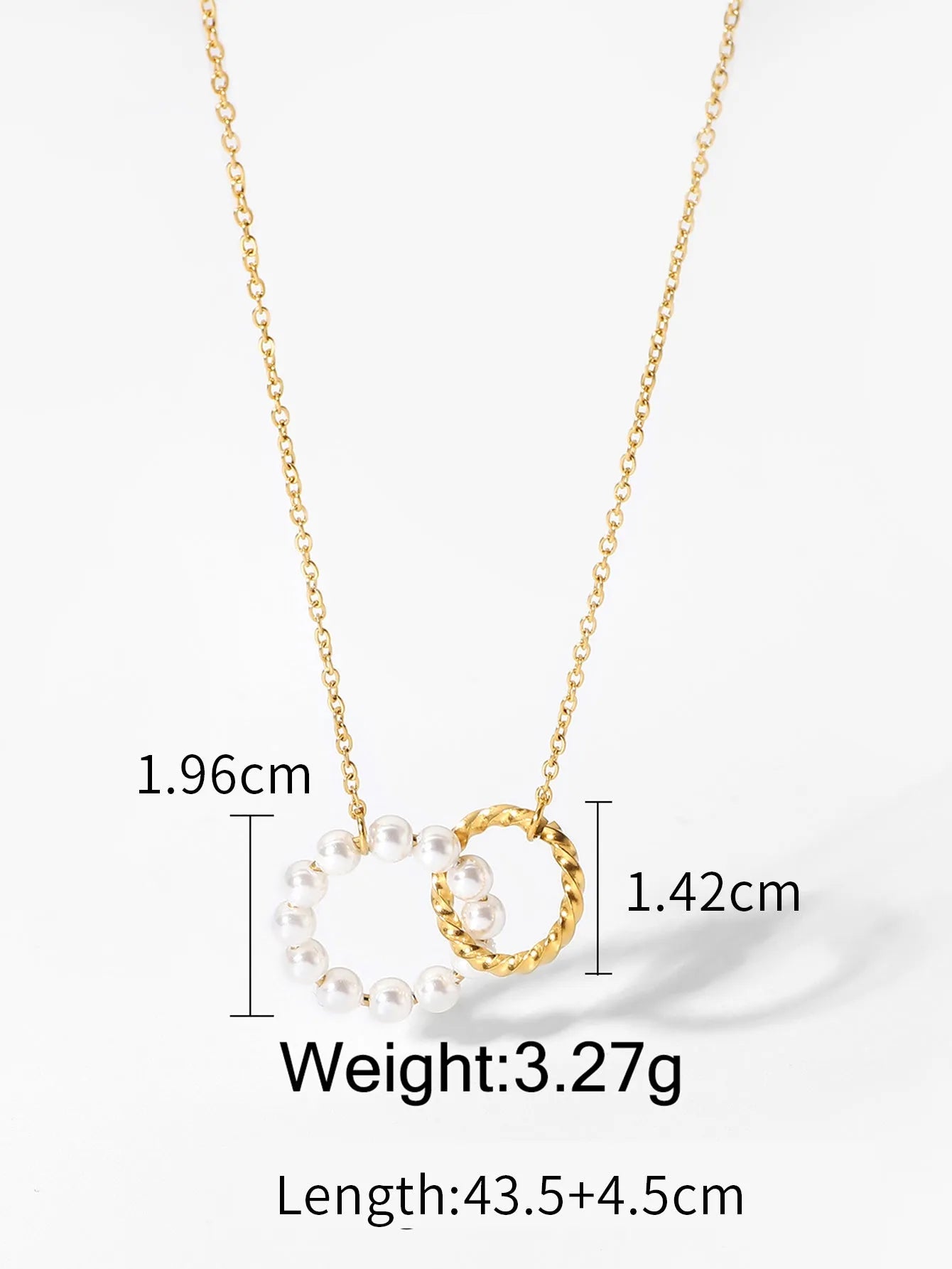 Barth Twin Ring Pearl Necklace | Waterproof 18k Gold