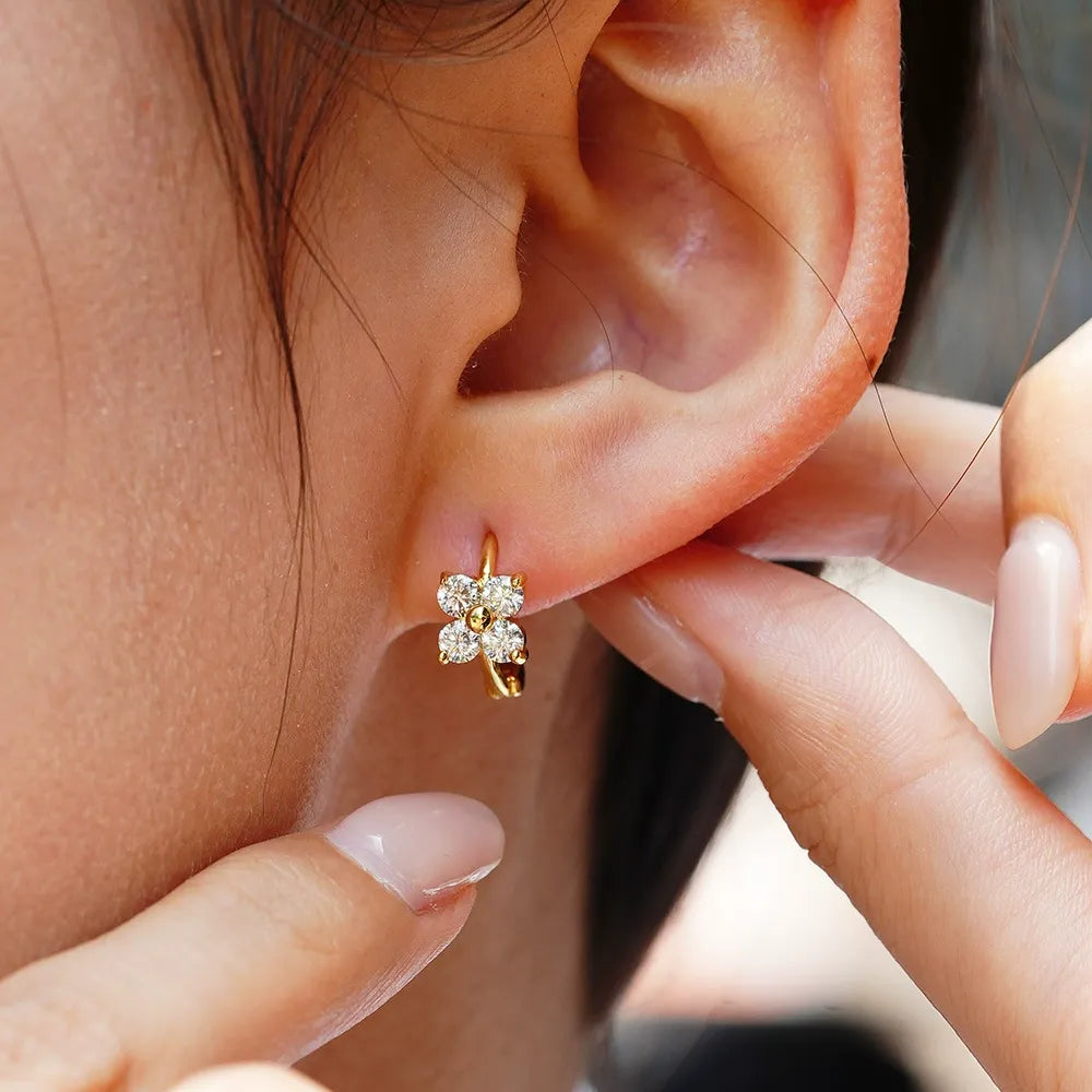 Alora 4 Leaf Clver Hoop  Earrings | Waterproof 18k Gold